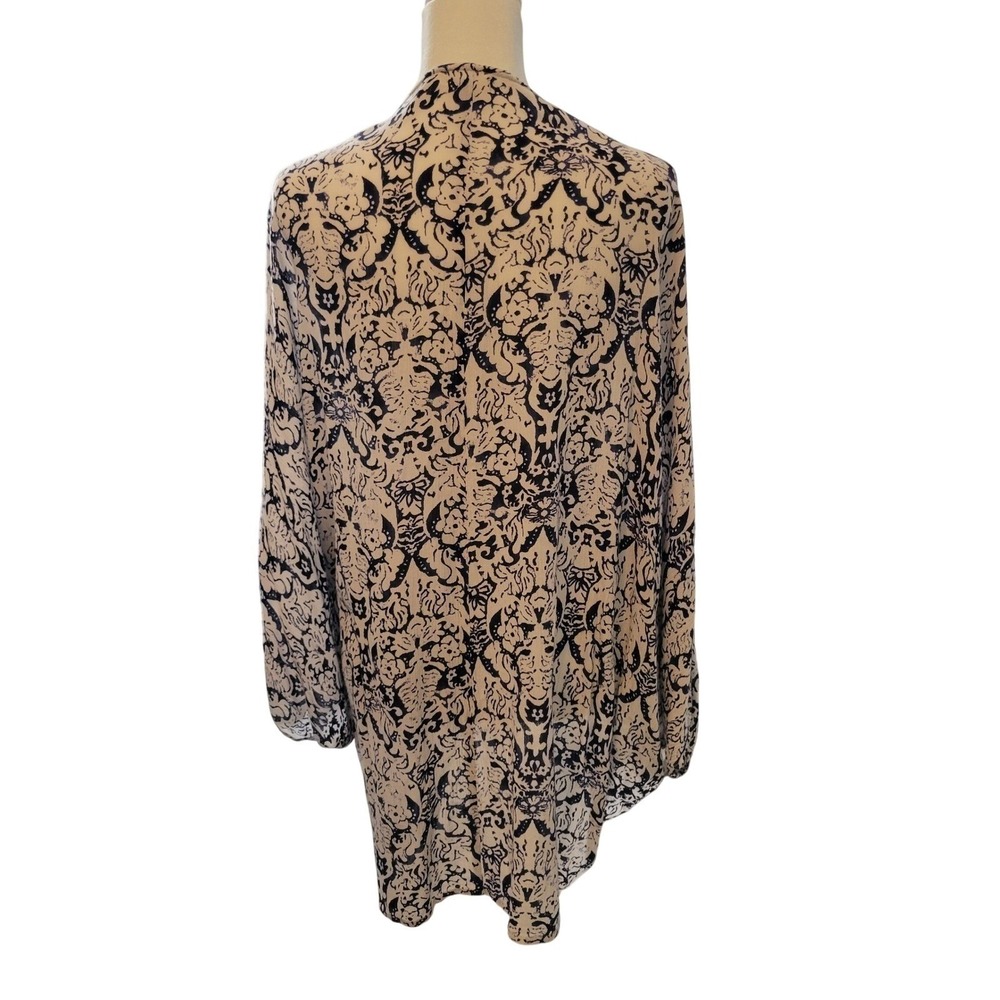 En Creme Black and Cream Floral Drape Cardigan - Picture 8 of 9
